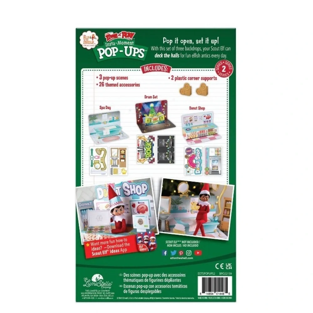 NWT elf on the shelf Insta-Moments Pop-Ups 3 pack Rock star donut shop